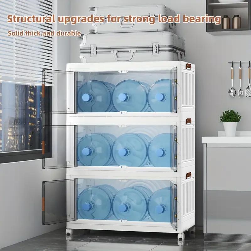 Stackable storage boxes with LIDS and wheels - plastic storage boxes, foldable storage boxes with doors, wardrobe organizers and home, office, kitchen, clothes storage cabinets, shoe box storage cabinets.