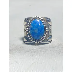 Pollack ring size 6.75 blue stone cigar band sterling silver women