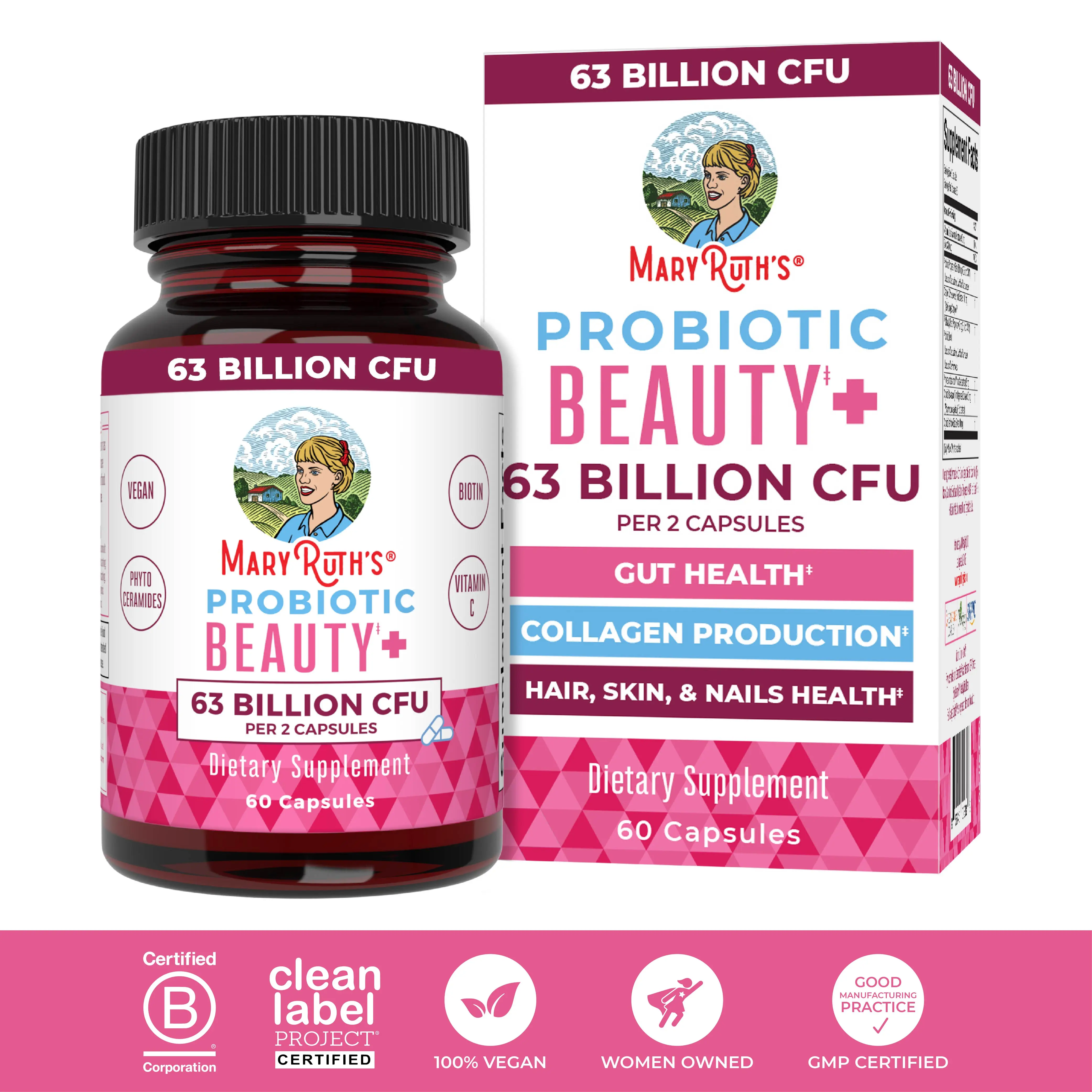 MaryRuth's Probiotic Beauty+ Capsules - Vegan Collagen Support - 1 Month Supply...