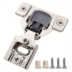 1/2 Inch Overlay Soft Close Cabinet Hinges For Kitchen Cabinets Door -Concealed Self Closing Face Frame Cabinet Hinges Brushed Nickel -Built-in Soft Close Hinges Damper-3 Way Adjust