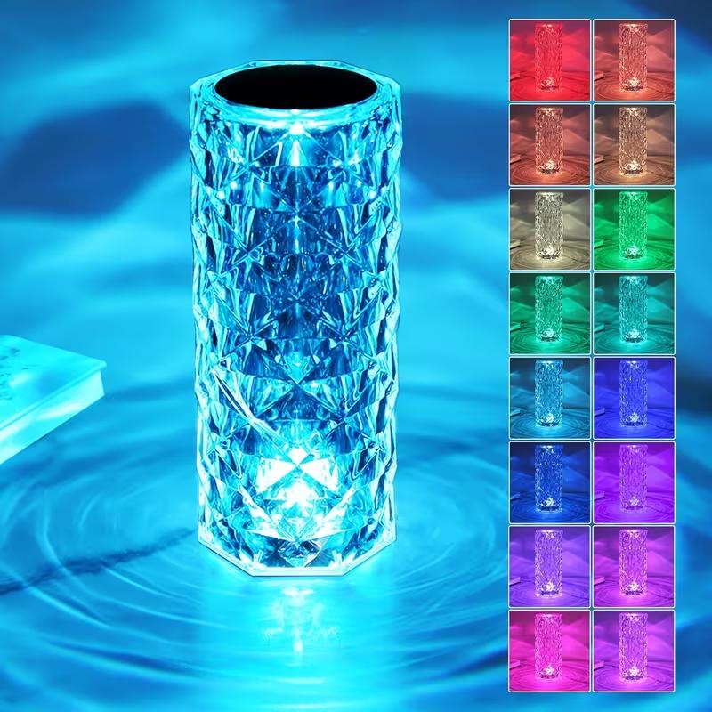 Rose Atmosphere Table Lamp Bedroom Bedside Table Lamp Touch Charging Creative Night Light Three-tone Dimming Color Colorful Remote Control Touch Switch Brightness Can Be Adjusted Freely crystal