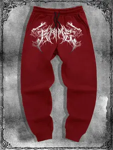 Men's Gothic Style Letter Print Sweatpants, Regular Fit Casual Comfy Jogger Pants for Daily Wear, Men's Trousers for All Seasons