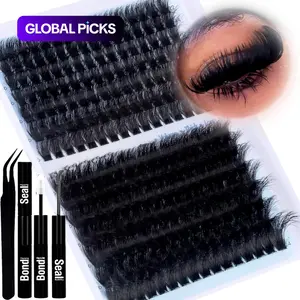 224 Pcs Fluffy D Curl Eyelash Kit, Eyelash Extensions Set, Mixed Lengths 12–24 mm, Dense Volume Lash Clusters, Easy to Apply, Perfect for Beginners and Salons, Eyelash Extensions #GLOBAL PICKS