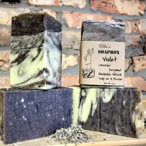 Violet - Lavender Bergamot 5oz Vegan Handmade Soap Bar with All Organic Oils Antibacterial Coconut Moisturizing Body Care skin