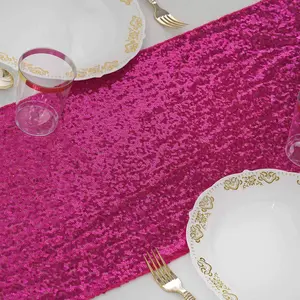 Sequin Table Runner 12"x108" Fuchsia - Glittering Finish Table Decor