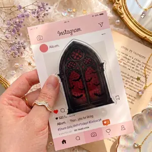 Dark Gothic Phone Grip, Cathedral Window Phone Holder, Spooky Aesthetic Phone Accessory