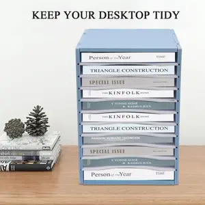 Vertical Desktop Organizer Rack with 11 Slots, Adjustable PVC Paper Classification Shelf, Mail Sorting Holder for Home Office