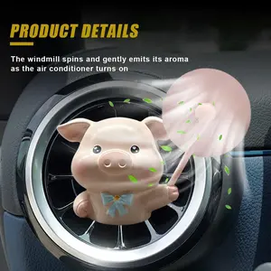Cute Pig Car Air Fresheners Vent Clips, Rotating Windmill Car Aroma Diffuser Outlet Clip, Animal Car Dashboard Air Vent Trim Clip, Auto Interior Decoration Accessories (Pig)