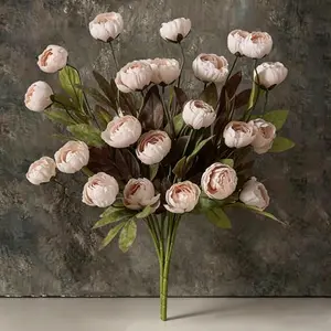3 bundles of 18 simulated Decorative peony flowers, DIY center flower, spring gift for wedding and home decoration peony, photo prop peony petal craft set (without vase), Artificial Peony Flower