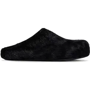 Marni Long Hair Calfskin Fussbett Sabot Mule Black