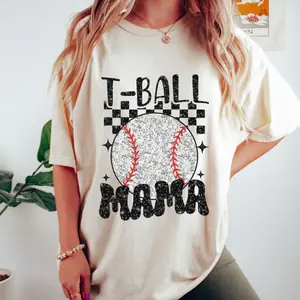 Retro T Ball Mama Unisex T-Shirt Glitter Baseball Sports Tee Ball Unisex T-Shirt