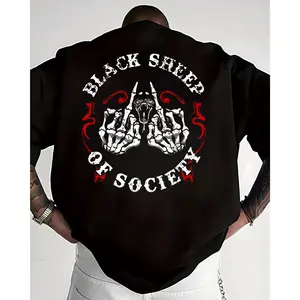 Black Sheep Of Society T-Shirt, Anti Social Rebellious Skull Shirt, Biker Outlaw Graphic Tee, Edgy Streetwear Punk Shirt, Tattoo Style, Biker