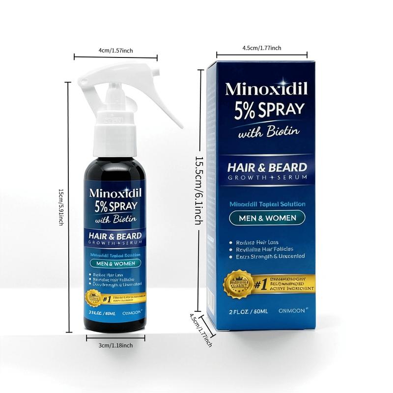 1 /2/3Bottles｜Osimoon 5% Minoxidil with Biotin Hair & Beard Growth Spray｜Extra Strength Hair Loss Treatment·Improve Thinning & Fragile Hair｜For Men & Women·Scalp - Safe·Hair Growth Essential