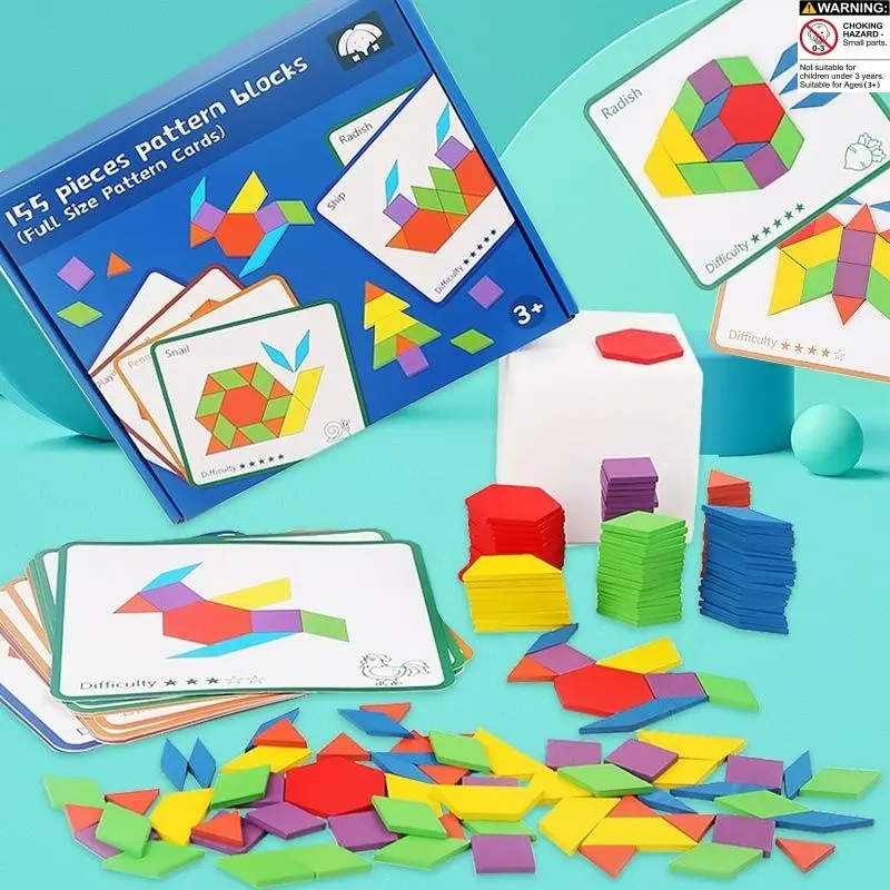 Wooden Geometric Shape Puzzle Toy Set, Montessori Early Education Math Thinking Training, Stem Educational Toy, Ideal Gift for Kids, Shape Sorter, Blocks