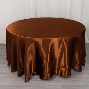 Satin Round Tablecloth 120" Cinnamon Brown - Seamless Table Cover