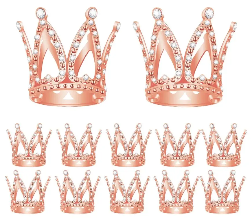 Crown Cake Topper 12pcs Mini Rose Gold Crown Tiny Crown Tiara Cake Ornaments Mini Baby Crown Cake Cupcake Bridal Baby Decoration for Wedding Birthday