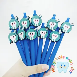 Blue Teeth Theme Retractable Ballpoint Pen, Smooth Writing, Essential for Nurses and Medical Professionals, Must-Have Office Supply