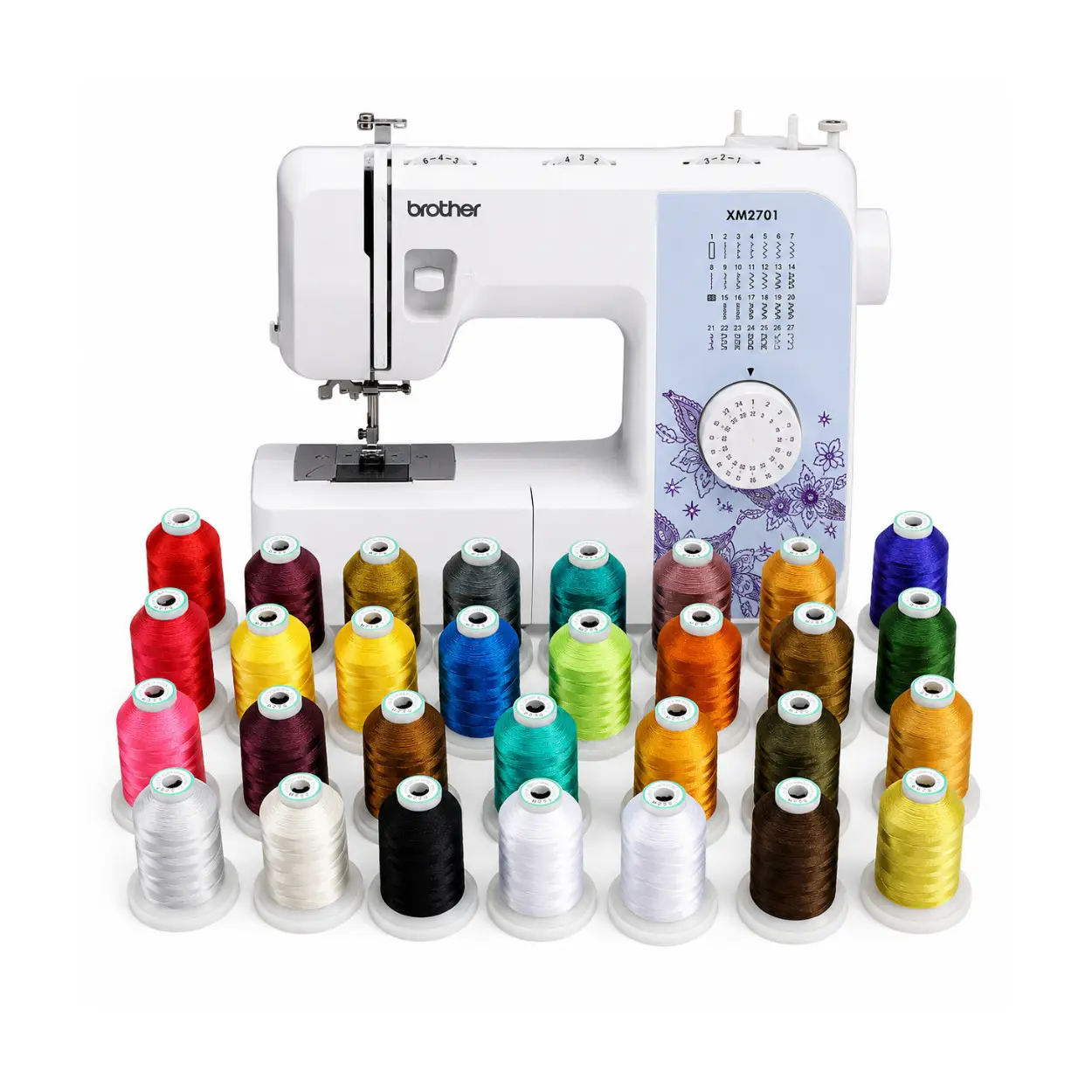 Brother XM2701 27-Stitch Sewing Machine Bundle with 32-Spools Thread Kit