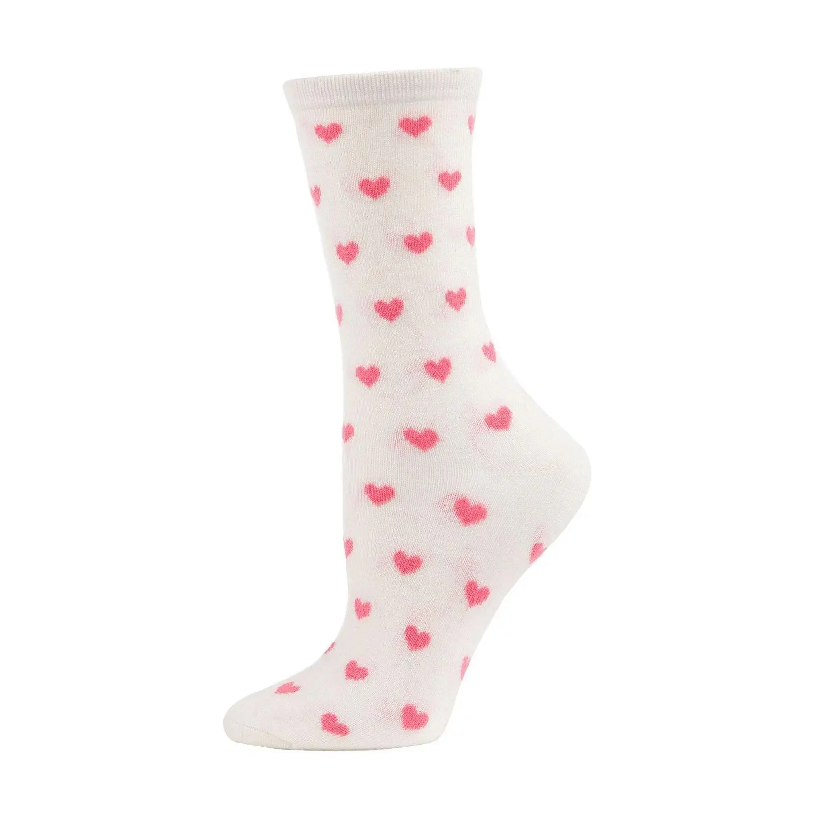 Memoi Women's Heart Print Cashmere Blend Crew Socks Memoi Women's Heart Print Cashmere Blend Crew Socks
