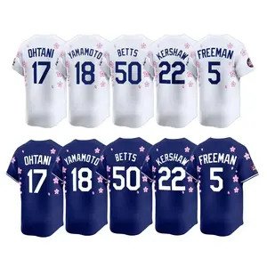 Full Print Collection Cherry Blossom Blue&White Baseball Jersey Jersey, Print Baseball Jersey, Sport Jersey for Men and Women, Baseball Jersey Style