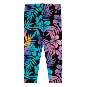 Women's Swim Capri Leggings, UPF 40 Hawaiian Floral Hibiscus