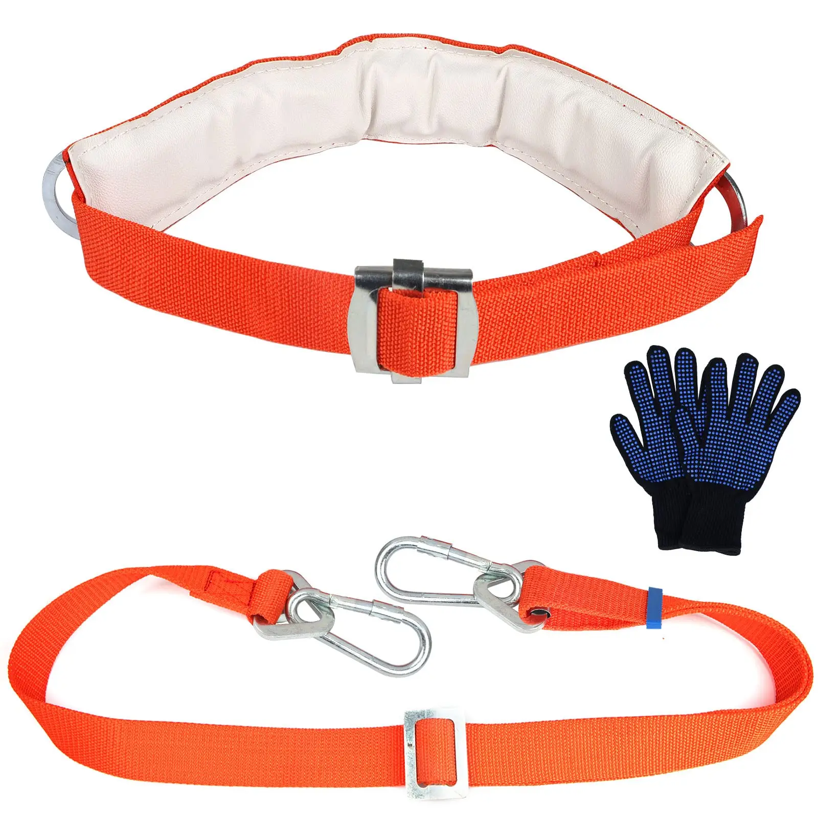 Safety Belt With Adjustable Lanyard - Tree Climbing Harness Fall Protection  Ladder And Sports Gloves