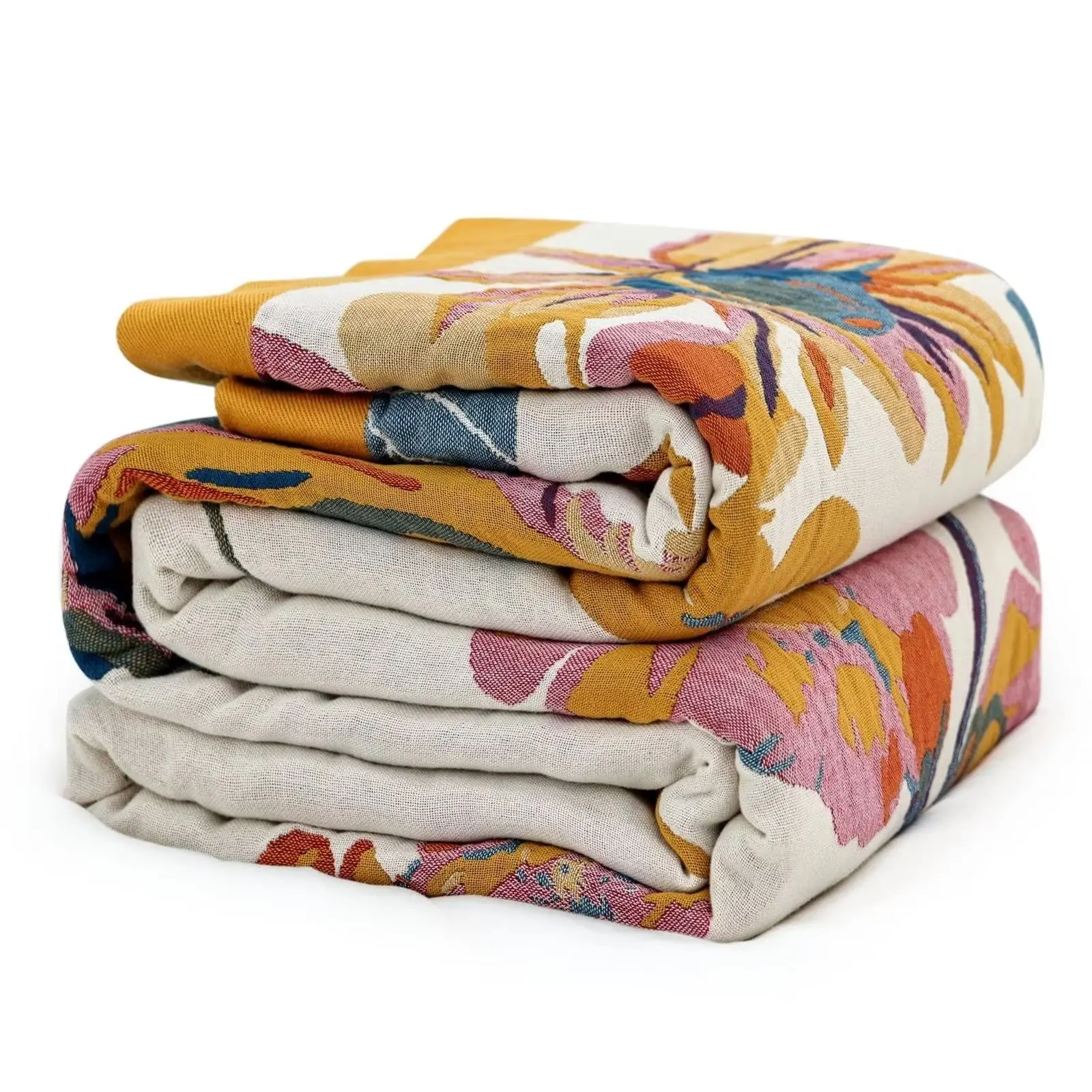 Boho Throw Blanket For Bed 100% Cotton Ultra Soft Bed Throw Large - Fall Blanket Floral Bird and Butterfly Farmhouse Decor Bed Blankets,All Season Blanket for Sofa Couch Chair