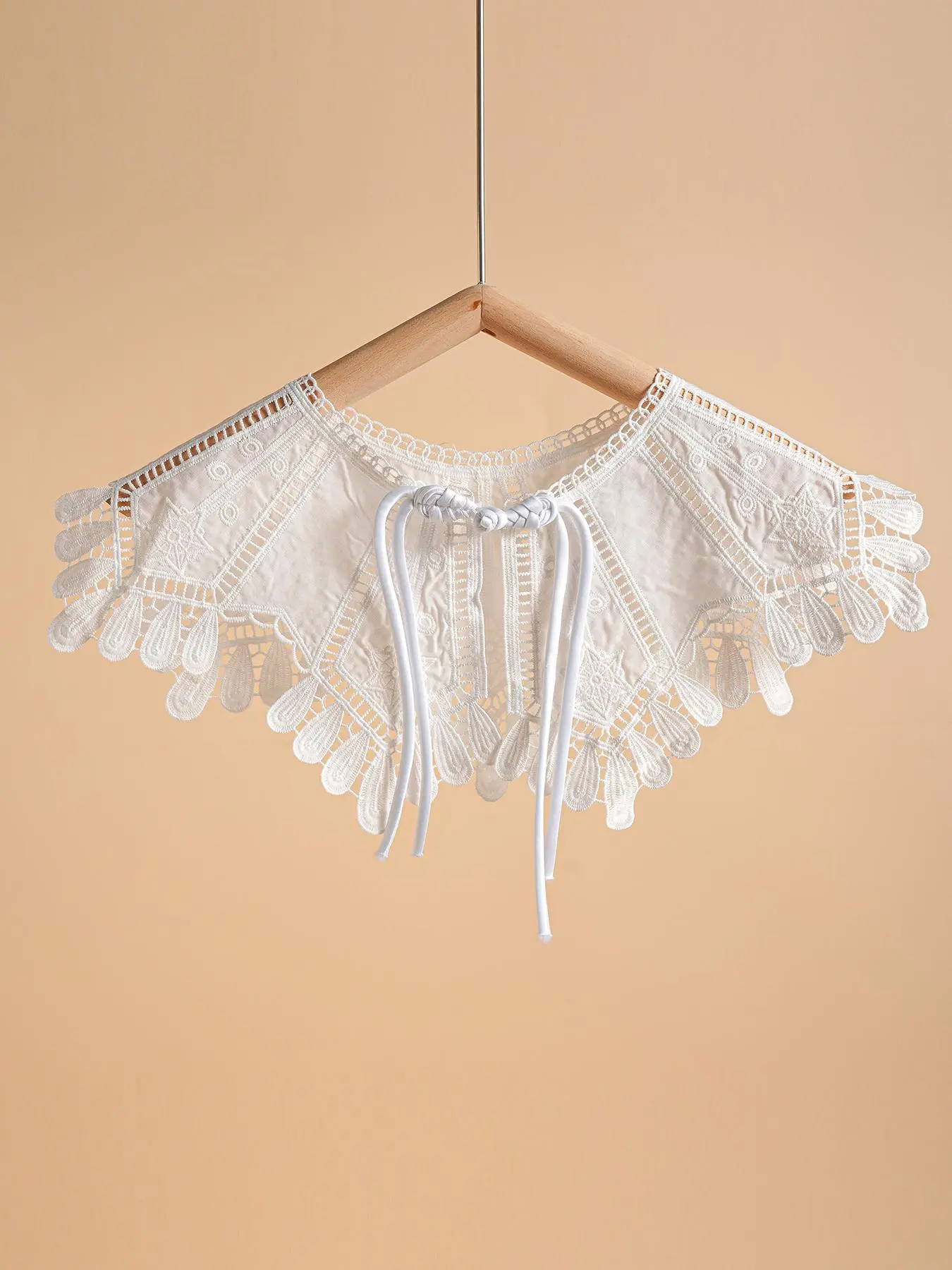 Women's Solid Lace Trim Open Front Cape, Casual Hollow Out Shawl for Daily Wear, Fashion Accessories for Women & Girls, Clothes