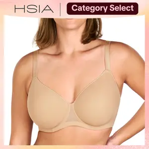 HSIA Women's Minimalist Elegant Basic AirMesh Honeycomb-Cup Plus Size Full Coverage Underwire T-Shirt Bra with Lightly Lined Mesh, Adjustable Straps