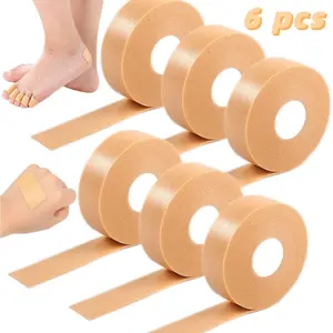 6 Roll of Tape,Blister Prevention Tape, Waterproof Foam Tape,Waterproof Bandage Patch.for Point Shoe Hand Foot Heel Toe Skin Chafing Protecto,Sticks Firmly To Skin To Help Prevent Blisters,1 in X 5 Yds