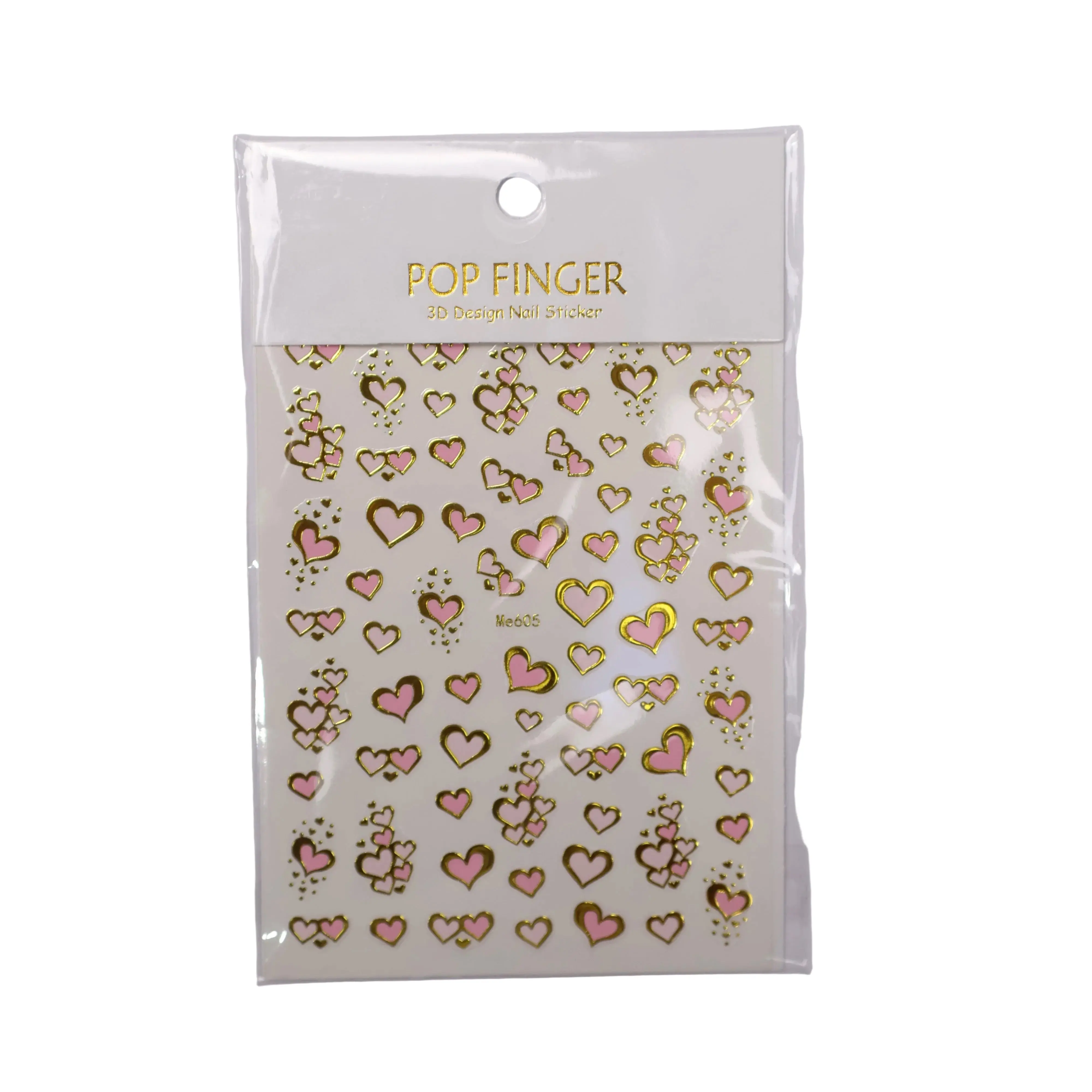 Pink/Gold Heart Stickers