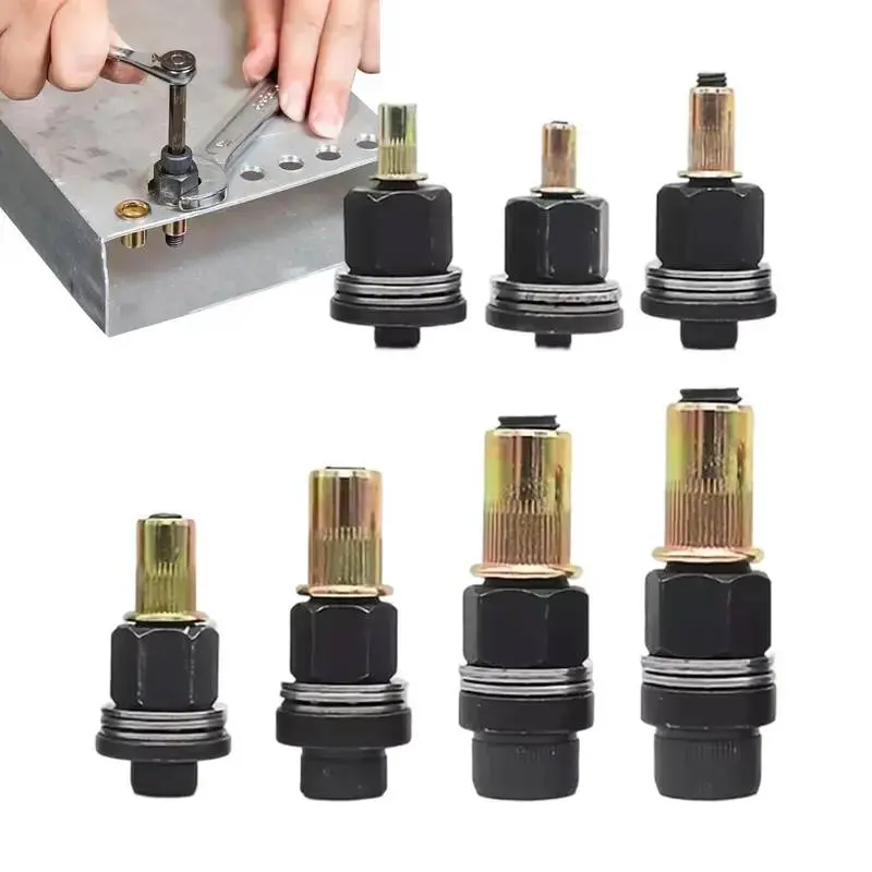 7Pcs M3-M1 2 Carbon Steel Rivet Nut Tool Kit,for Automotive Repair Hand Rivet Nut Tool Accessories,Rivet Set Electric Drill Operated,Manual Wrench And Electric Drill Compatible