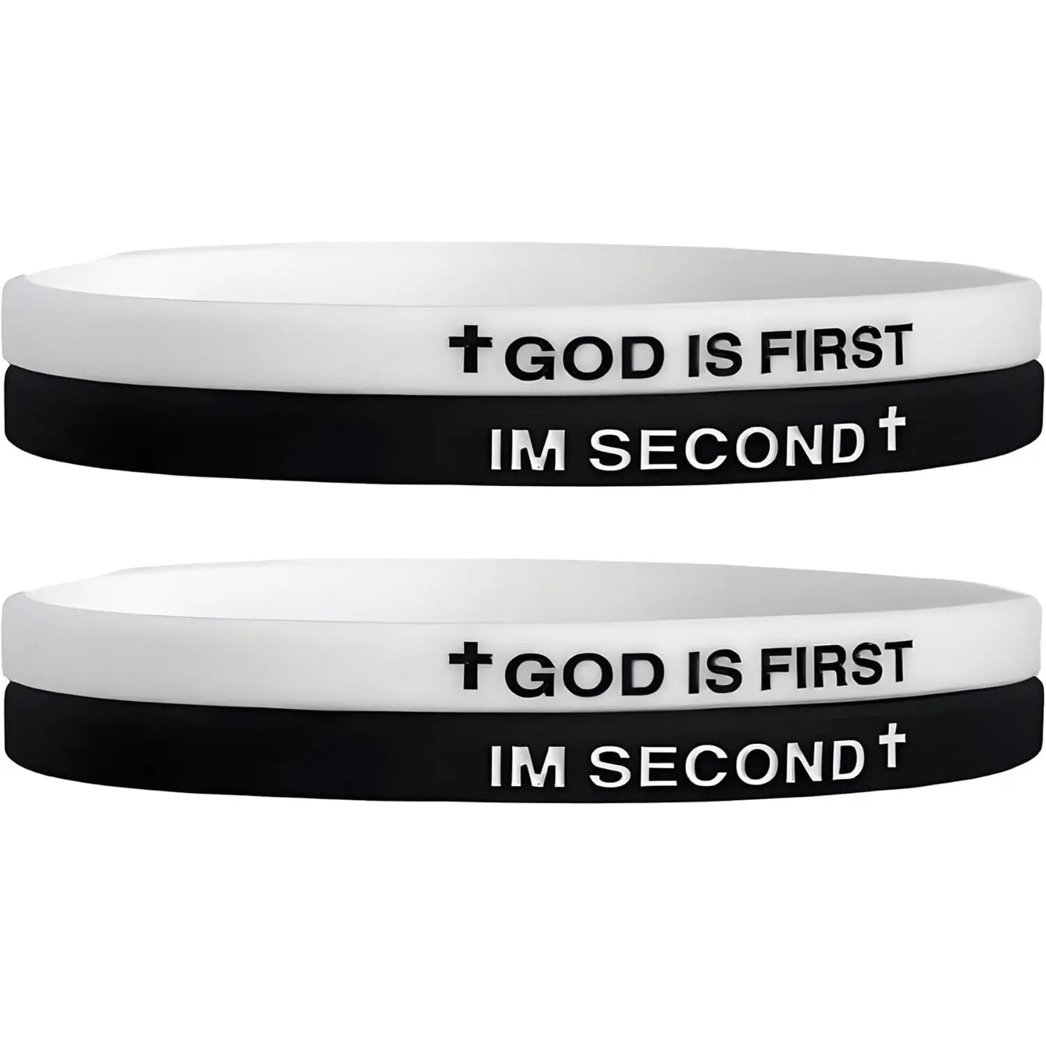 God Is First Bracelet, GOD IS FIRST IM SECOND Christian Rubber Bracelets Inspirational Engraved  Verses Cross  Bracelet For Women Men Faith Gifts