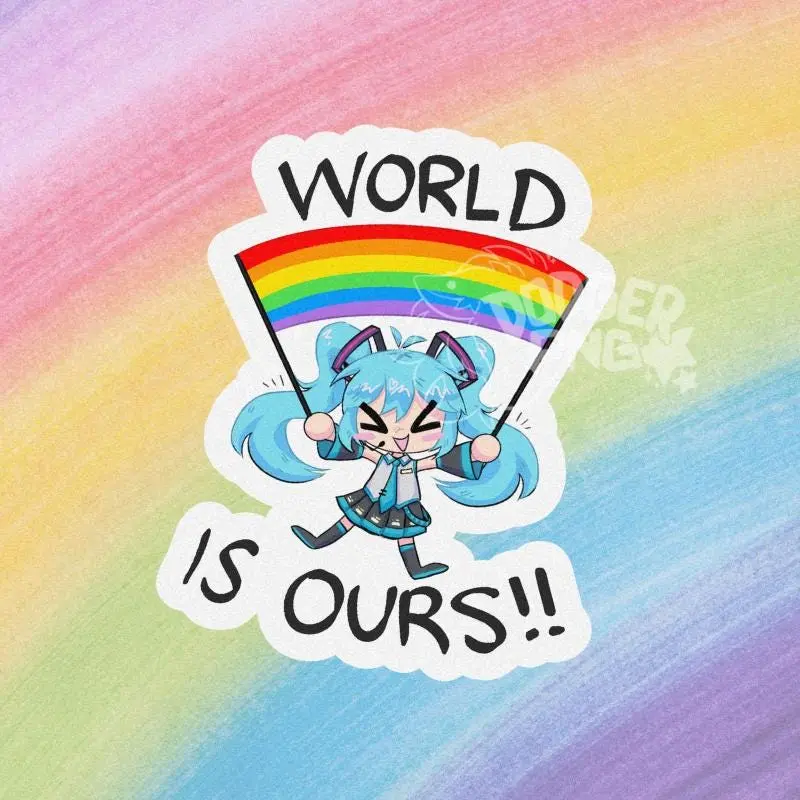 Hatsune Miku & Kasane Teto Chibi Sticker | Vocal Synth Fan Art Decal | Cute Anime Kawaii Laptop Water Bottle Vinyl Sticker