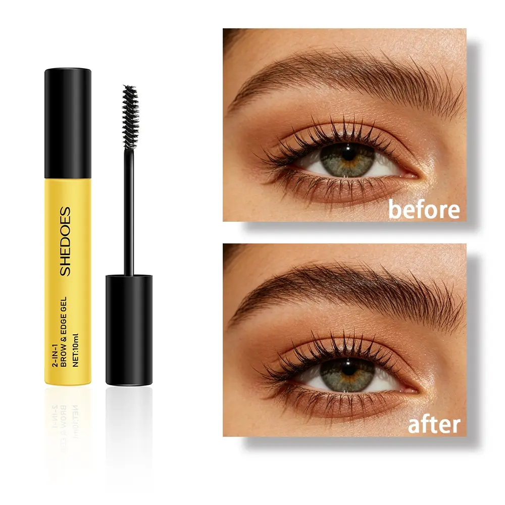 2-in-1 Brow & Edge Control Gel, Waterproof Long-Lasting Eyebrow and Baby Hair Styling Gel, Quick-Dry Portable Hold Gel for Natural Fluffy Brows & Sleek Hair, Brow Styler Gel, Eyebrow Makeup Gel