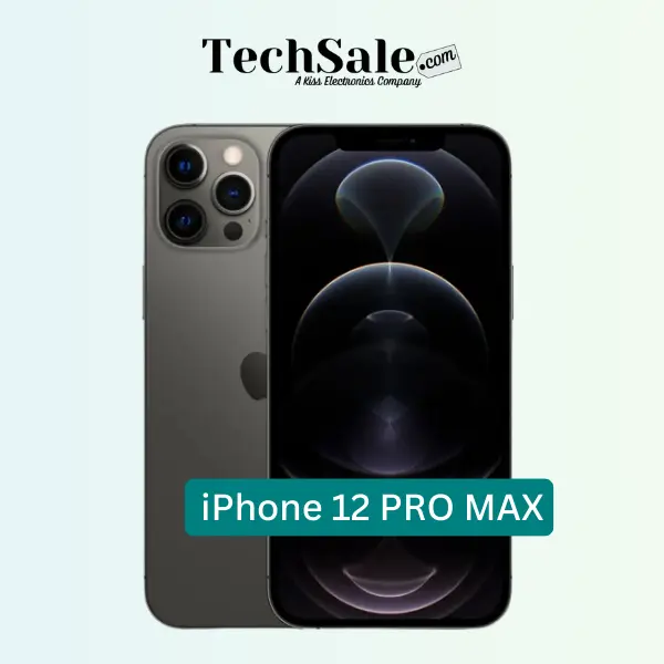 Refurbished iPhone 12 Pro Max A14 Bionic Smartphone - Fully Unlocked 6.7in LCD Smart Touchscreen Mobile Work Phone, Excellent Condition Grey, 1-Year Warranty, 14.13Wh Chargeable Essential Electronic Device with Batteries & Charging Capability