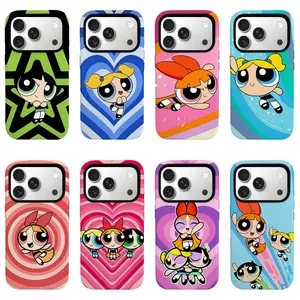 P0werpuff G1rls Y2K  Cute Cartoon Phone Case, Retro 90s Aesthetic, Dual-Layer Shockproof Cover for iPhone 11/12/13/14/15/16/17 pro max  series and Samsung S24-S26 series.Perfect for Her/Him Girly Phone Caseslovely gift