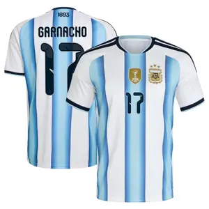 Argentina Home Shirt 2026 with Garnacho 17 printing, Argentina White And Blue Alejandro Garnacho Home Short Sleeve Soccer Shirt