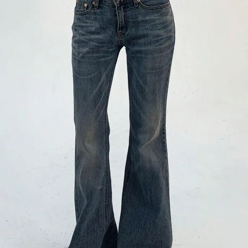 Women's Plain Basic Slim Fit Dark Wash Flared Leg Jeans, Casual Fashion Pocket Design Denim Trousers, Denim Pants for Daily Outdoor Wear, Ladies Bottoms for Summer
