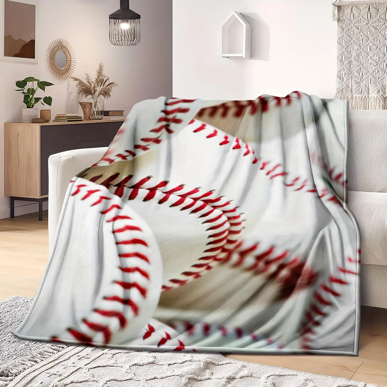 Baseball Print Soft Ultra-Lightweight Microfiber Flannel Throw Blanket, 1-Count Multi-Size (40x50 Inch/40*50 Inch) Blankets for Sofa, Travel Sports & Outdoor Camping Sleeping Gear#GLOBAL PICKS