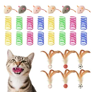 Potaroma Cat Toys Pack for Indoor Cats, 28 Pack of Interactive Kitten Accessories with Feather Balls, Catnip Mice, Colorful Springs – Starter Kitten Toy Stuff Set, Bored Kitty Must-Have Supplies