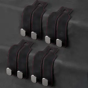 4 Pack Car Seat Back Storage Hook, Car Seat Headrest Hook,Car Hooks for Purses and Bags, Purse Holder for Car, Leather Car Seat Back Storage Hook Double Hook Car Seat Hangers Organization Accessories