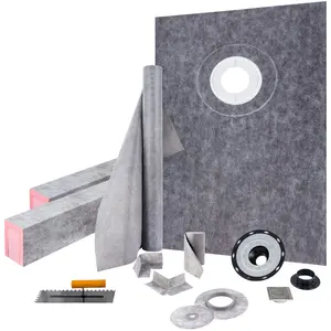 Shower Curb Kit 38 x 60 Inches, Watertight Curb Overlay With 4-Inch ABS Offset Bonding Flange, 4-Inch Stainless Steel Grate, Two Cuttable Curb Segments And Trowel, Includes Shower Pan Slope Sticks For Quick Bathroom Installation