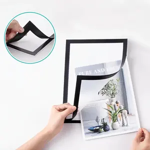 Modern Magnetic Wall-Mounted Picture Frames, Self-Adhesive Portable Plastic Display Frame, Vertical with Matte Edges, Minimalist Decor