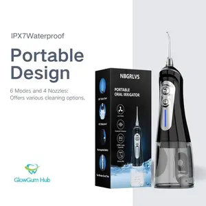 5-mode portable oral irrigator, suitable for braces, rechargeable & IPX7 waterproof, home and travel dental cleaner, waterproof gum care, plaque removal, holiday value set, daily dental care for men and women, Christmas gift for family and travel adult  f
