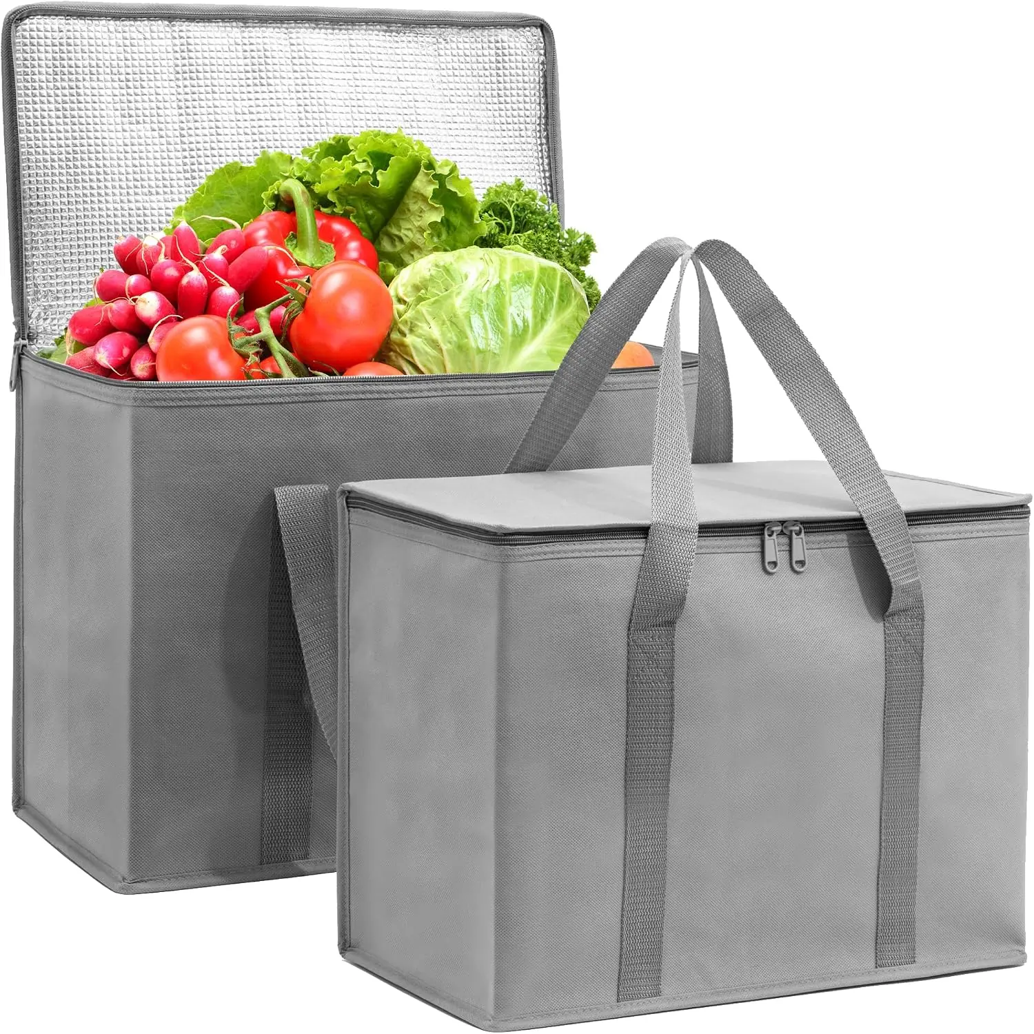 Sports Carrywell (Not Made In China) Insulated Reusable Grocery Bags, Catering and Delivery Bag For Hot and Cold Food, Collapsible Thermal Tote For Doordash