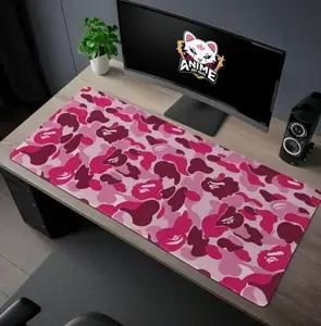 Luxury Pink Bape Camo Desk Mat XXL – Premium Korean Mousepad Designed for Gaming, Streaming & Collector Desk Setups