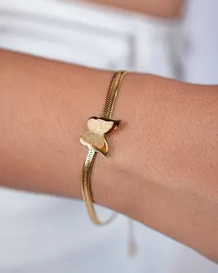 Butterfly Charm Bracelet for Women – Gold Stainless Steel | Adjustable Anti-Tarnish Elegant Jewelry | Daily Wear