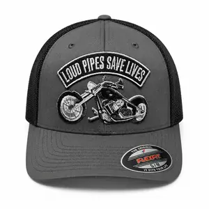 Loud Pipes Save Lives Trucker Hat – Motorcycle Patch Flexfit Hat