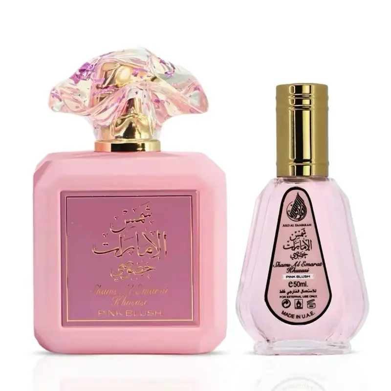 Pink Blush Shams Al Emarat Khususi Eau de Parfum Spray 100ml (3.4oz ) & 50ml (1.7 oz) by Ard Al Zaafaran (Bundle)